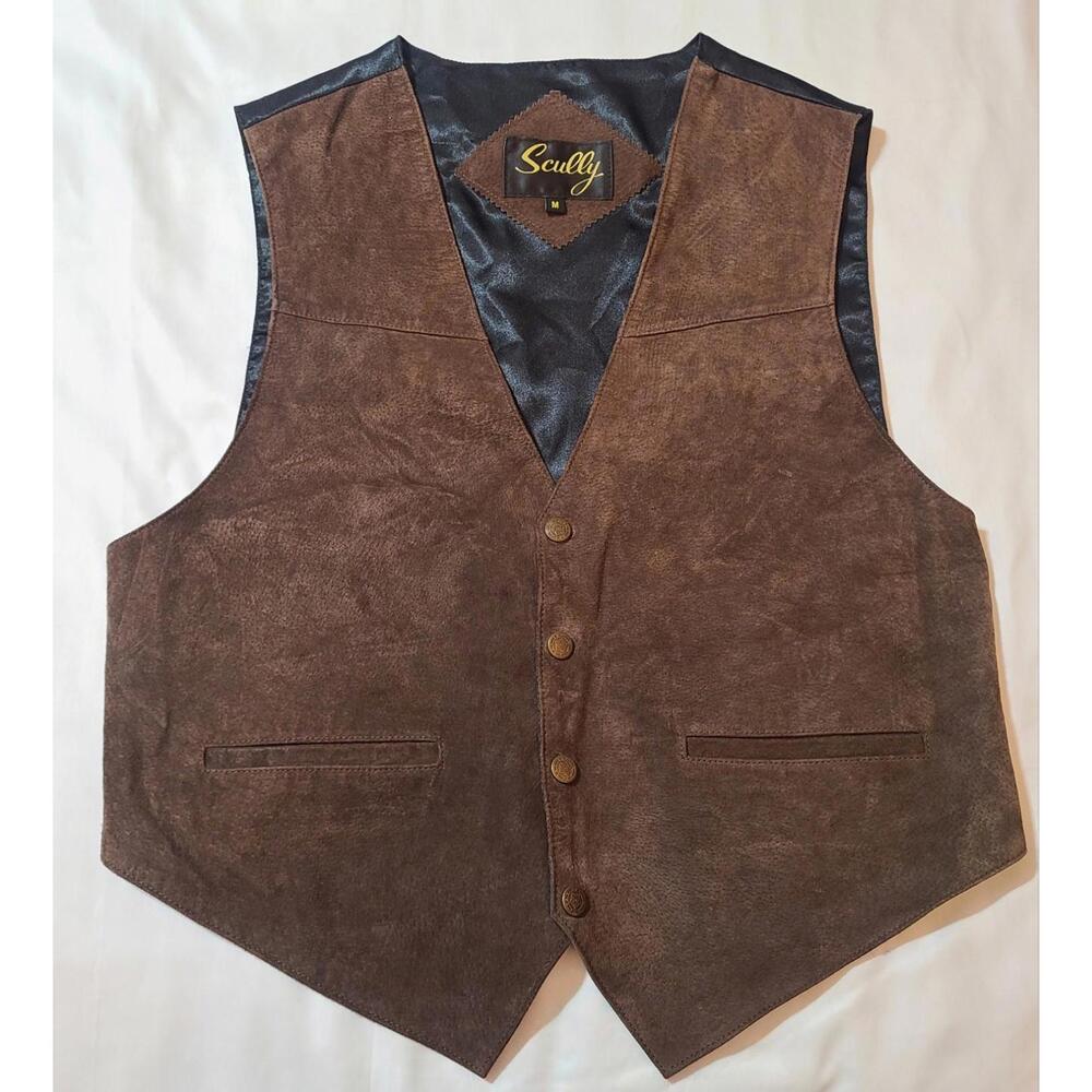 Scully Suede Leather Vest Mens Size Medium Western Costume State Of Oklahoma GUC